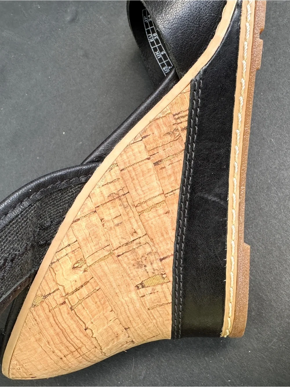 Timberland Maeslin Earthkeepers Leather Cork Wedge Sandals Womens 7 Black